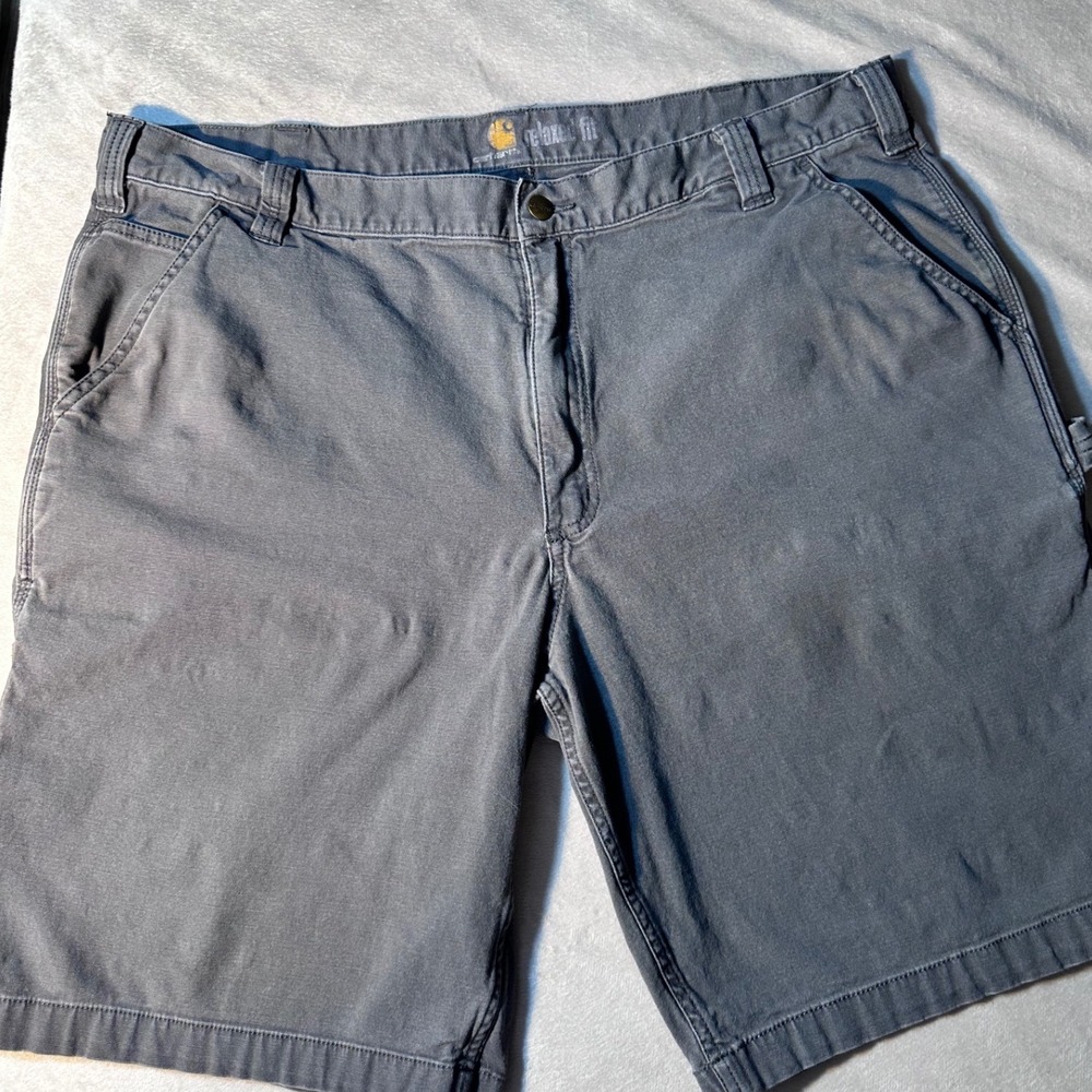 Carhartt Mens Gray Relaxed Fit Canvas Carpenter Work Shorts Size 42
